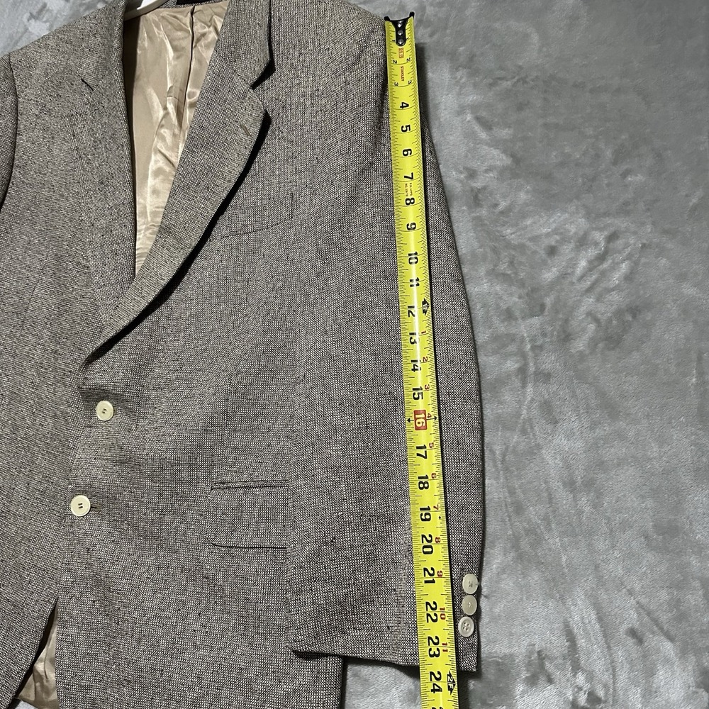 Vintage English Manor Tweed Blazer Jacket Mens 44R Beige Academia Preppy Career - Picture 7 of 11
